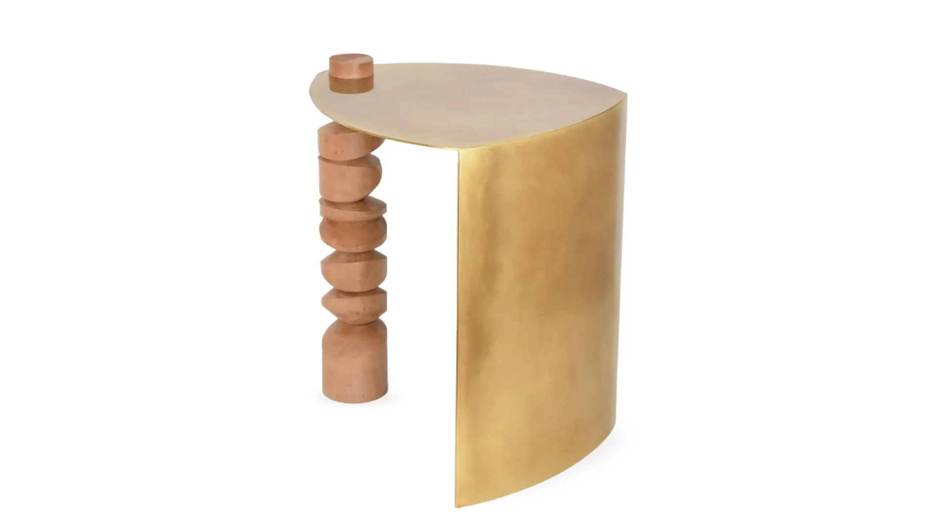 Limited Edition Brass & Pear Wood Side Table – Collision No.2 by Samuel ...