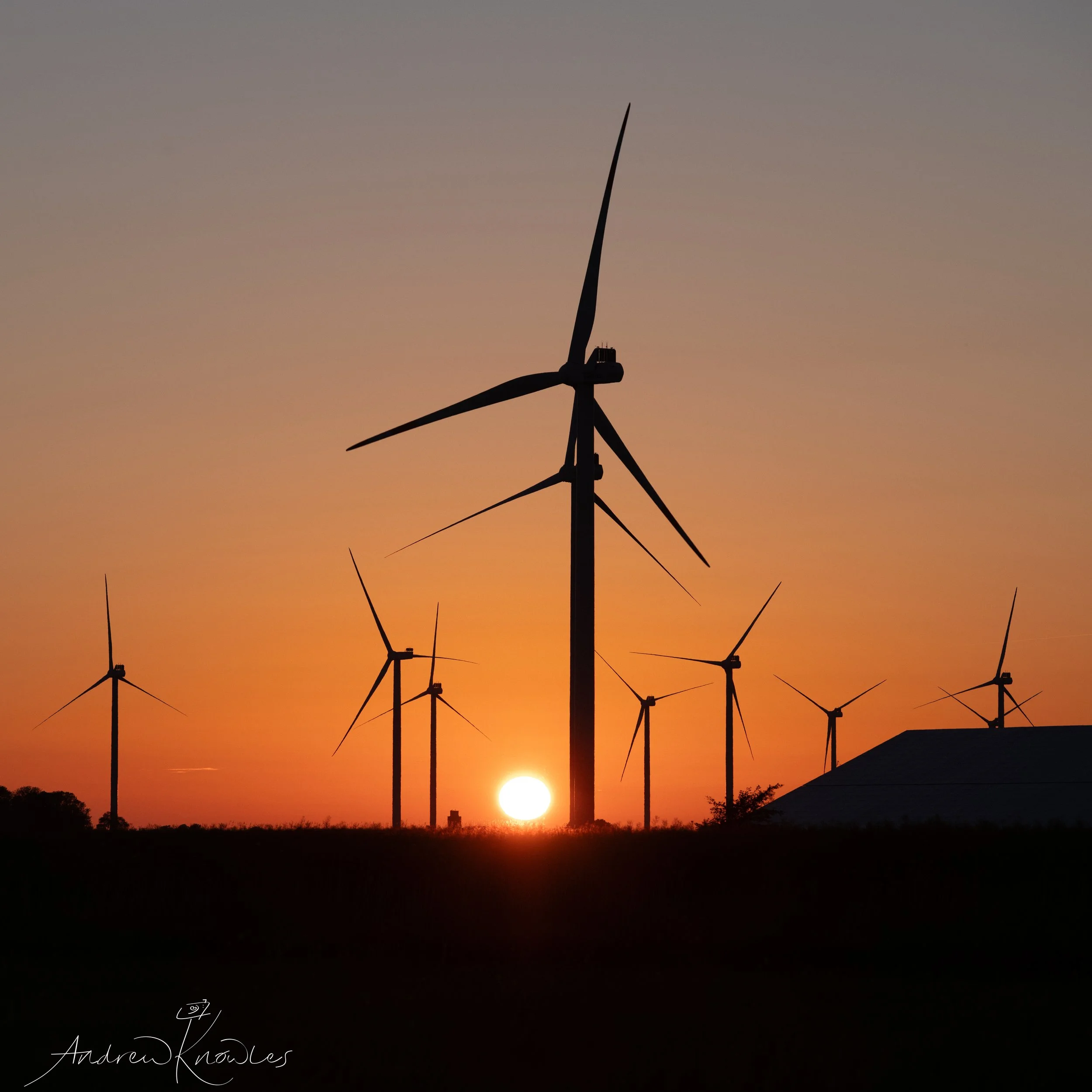 Wind turbine sunset, North germany