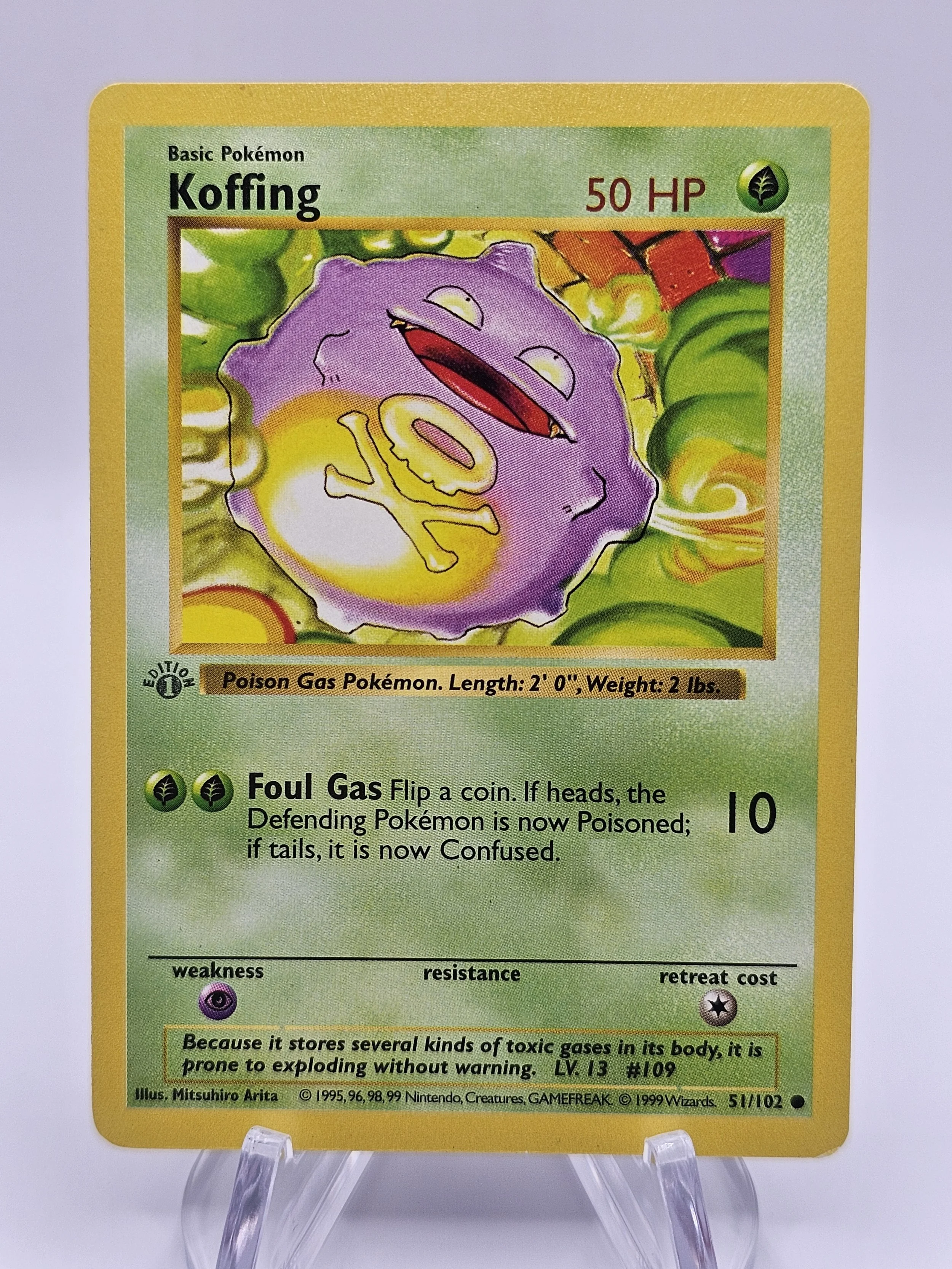 Koffing 51/102 Shadowless 1st Edition *Grey Stamp Error*