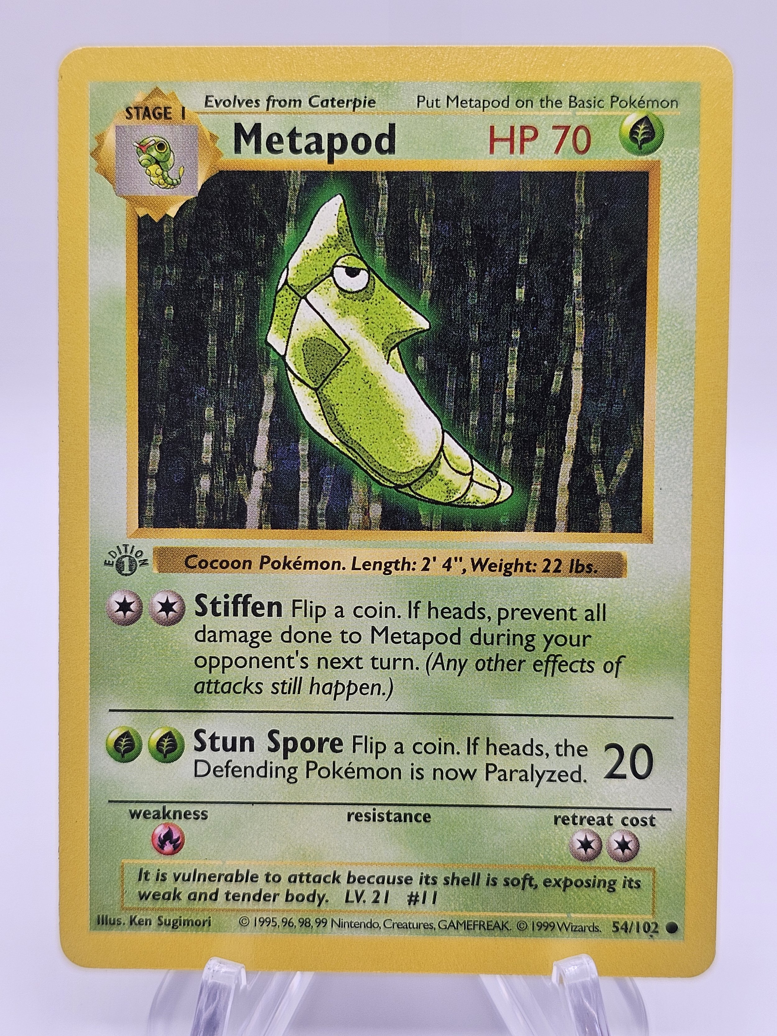 Metapod 54/102 Shadowless 1st Edition *Grey Stamp Error*