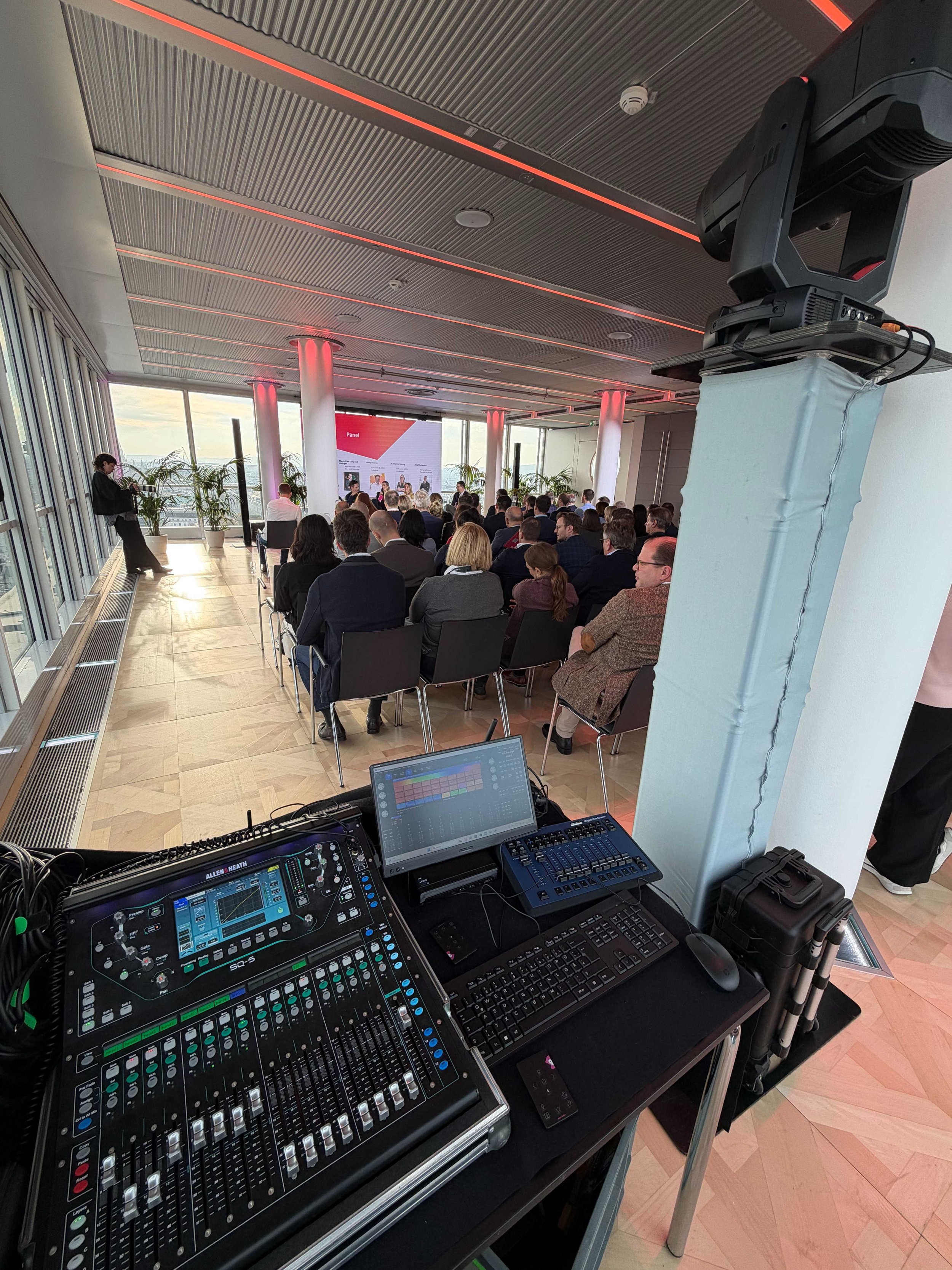 Guests gathered at an evening event