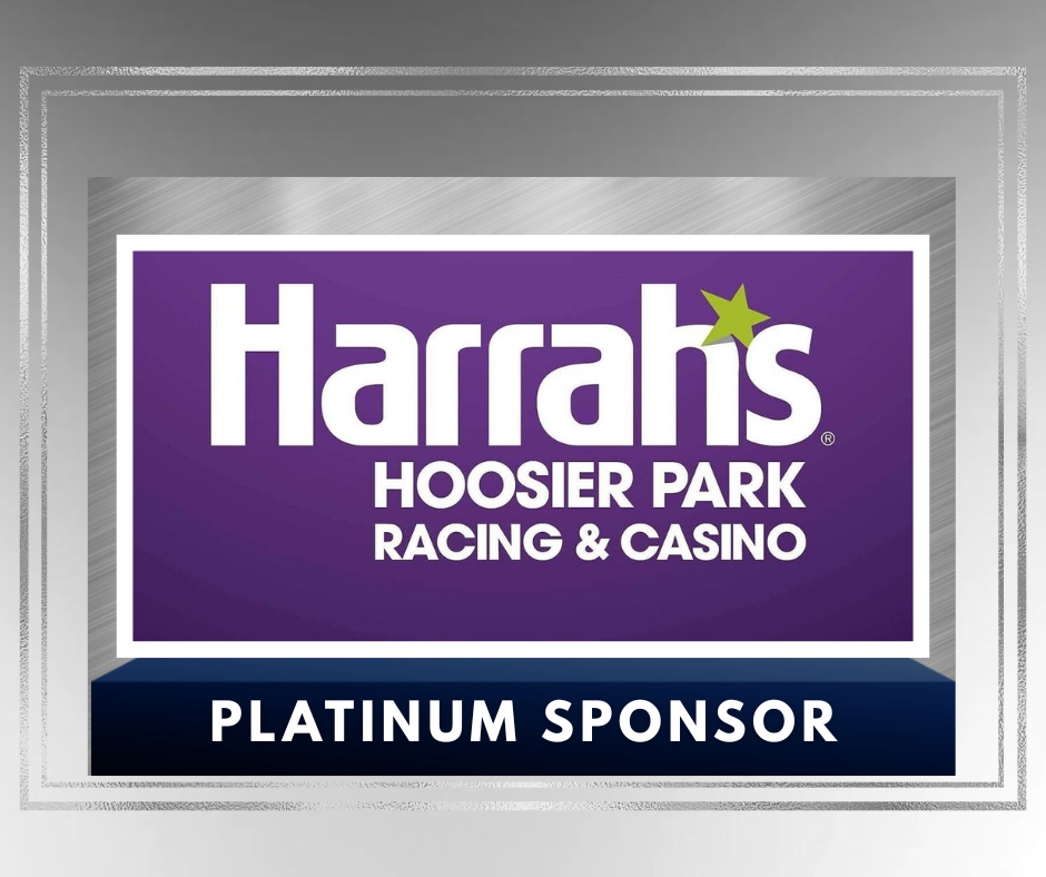 Logo for Harrah's Hoosier Park Racing & Casino, identified as a Platinum Sponsor.