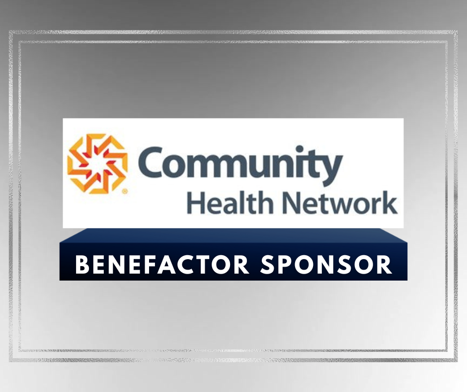 Community Health Network benfactor sponsor sign on a gray background