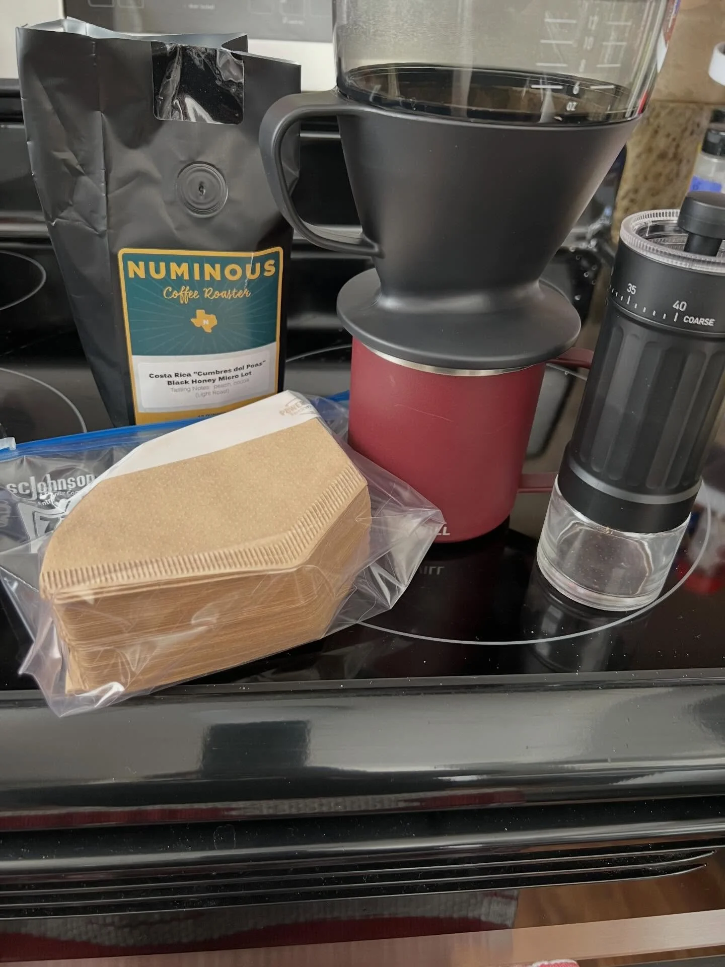 I&rsquo;ve gone full vanlife coffee&hellip; hand grinder &amp; pour over set up. But my amazing friend Dawn gave me some really good whole bean coffee so I really had no choice. 

Sometimes self-care looks like good coffee as a little indulgence. Wha