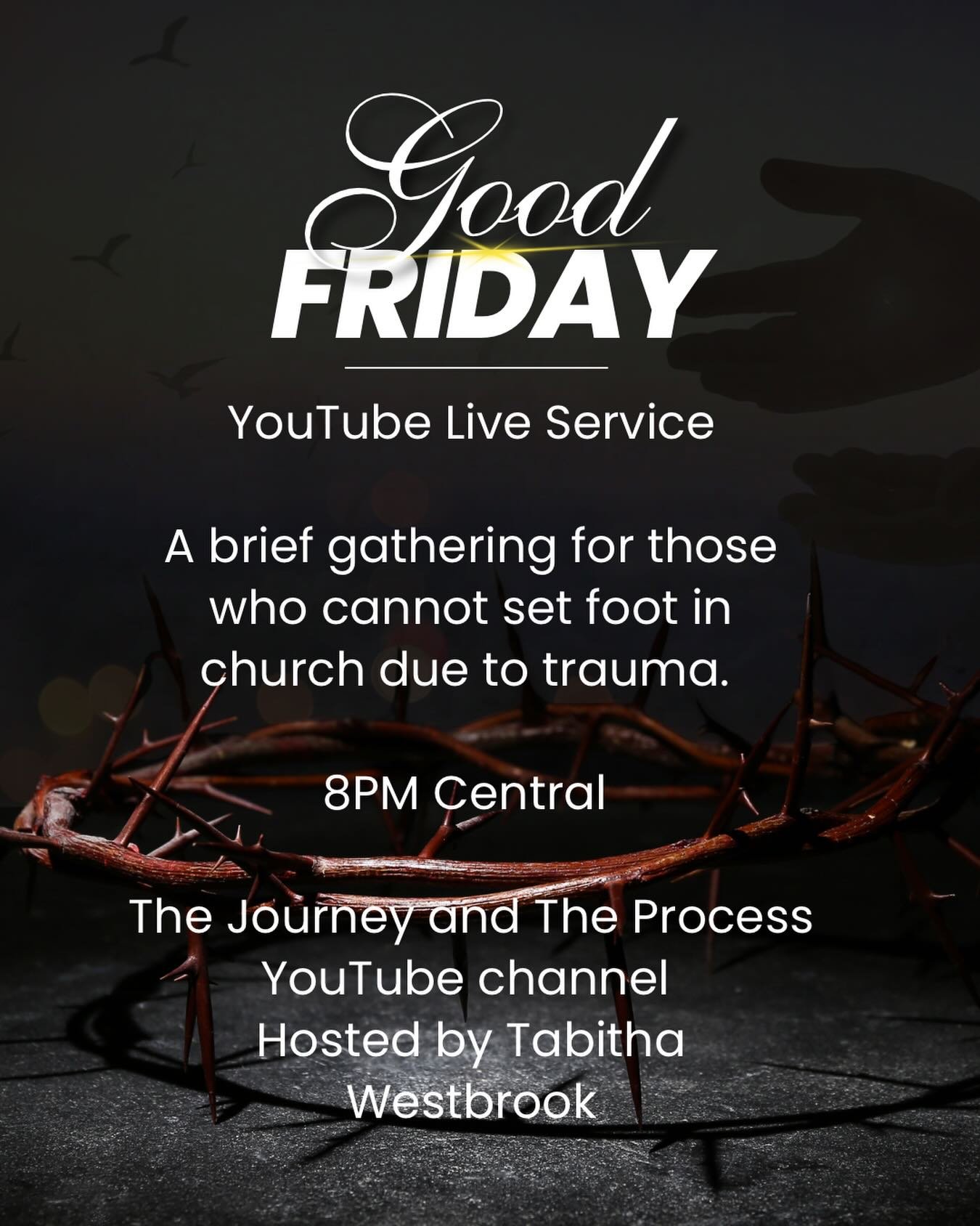 Last year I did an impromptu Good Friday service on Instagram live for those who couldn&rsquo;t go to church - either because they couldn&rsquo;t tolerate it or because church had been an unsafe place. It meant so much to those who watched. 

This ye