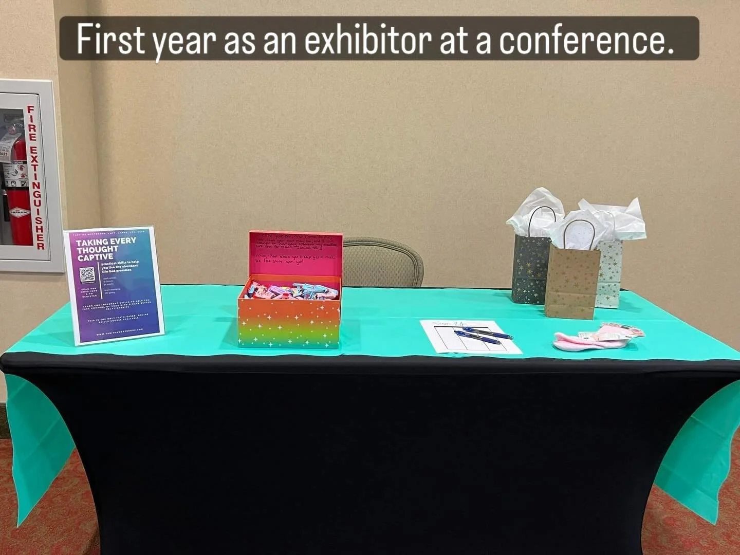 We started exhibiting at conferences four years ago. We&rsquo;ve come a long way! And big thanks to @co.amanda.ramey for her aesthetics - she did much of the original design for our table! 

And this year&hellip; we finally got lights for the back!! 