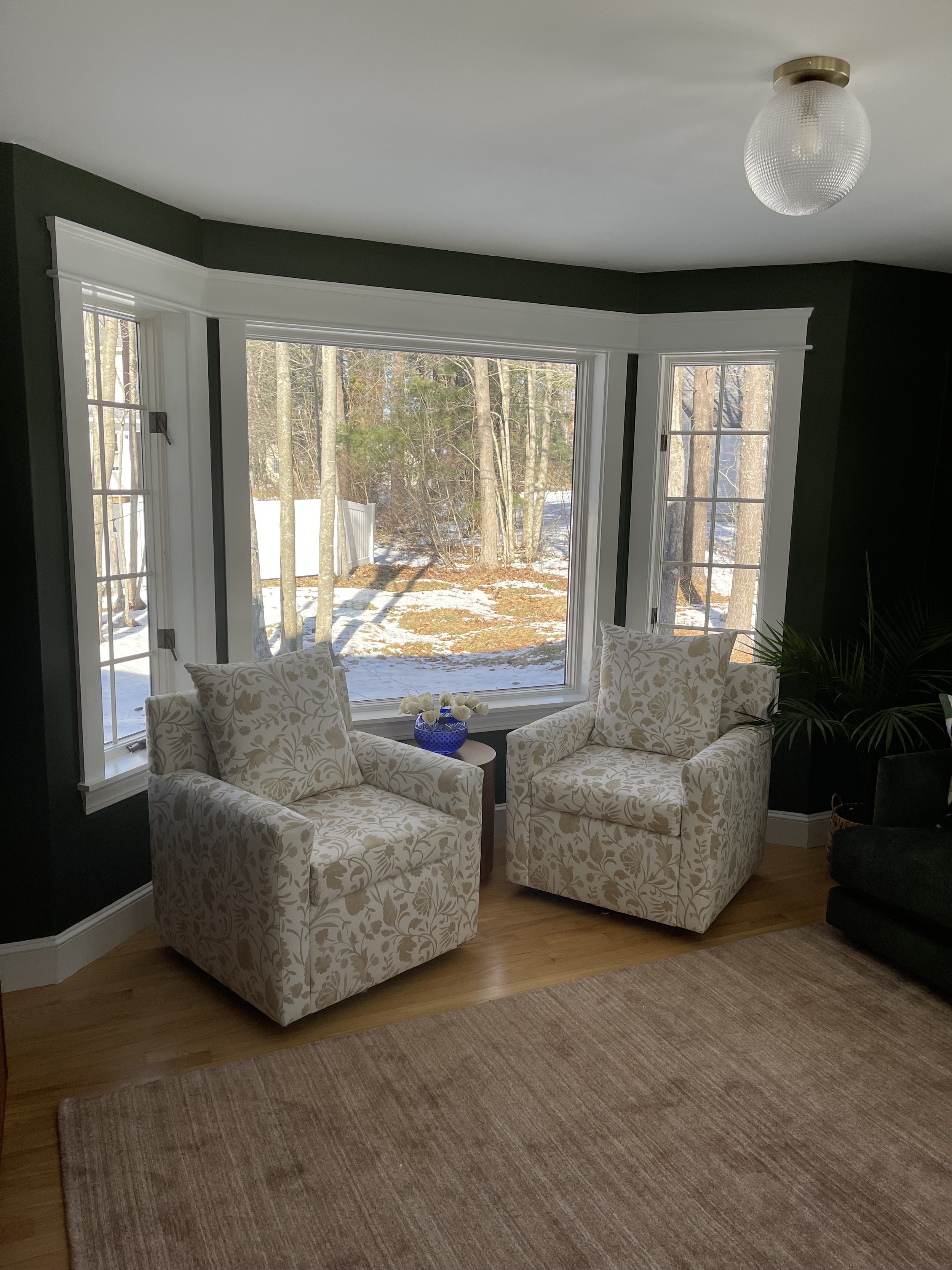 Gunstock Road After - Creating calm spaces was important for our client and these two swivel chairs helped provide the perfect view.