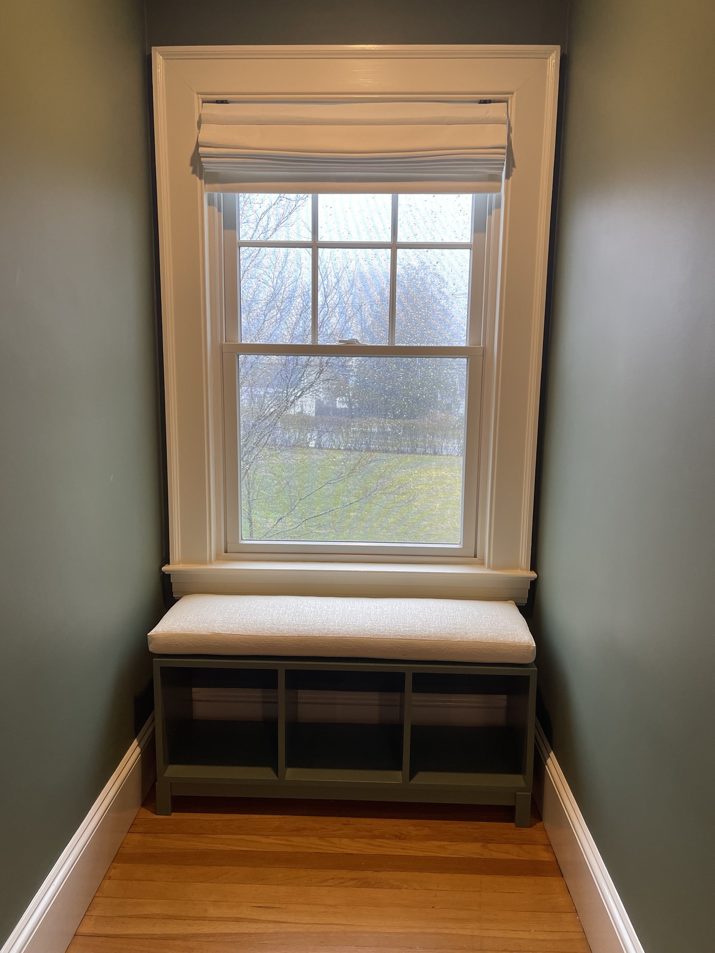 We had a local upholsterer made a custom cushion for this perfect window seat.