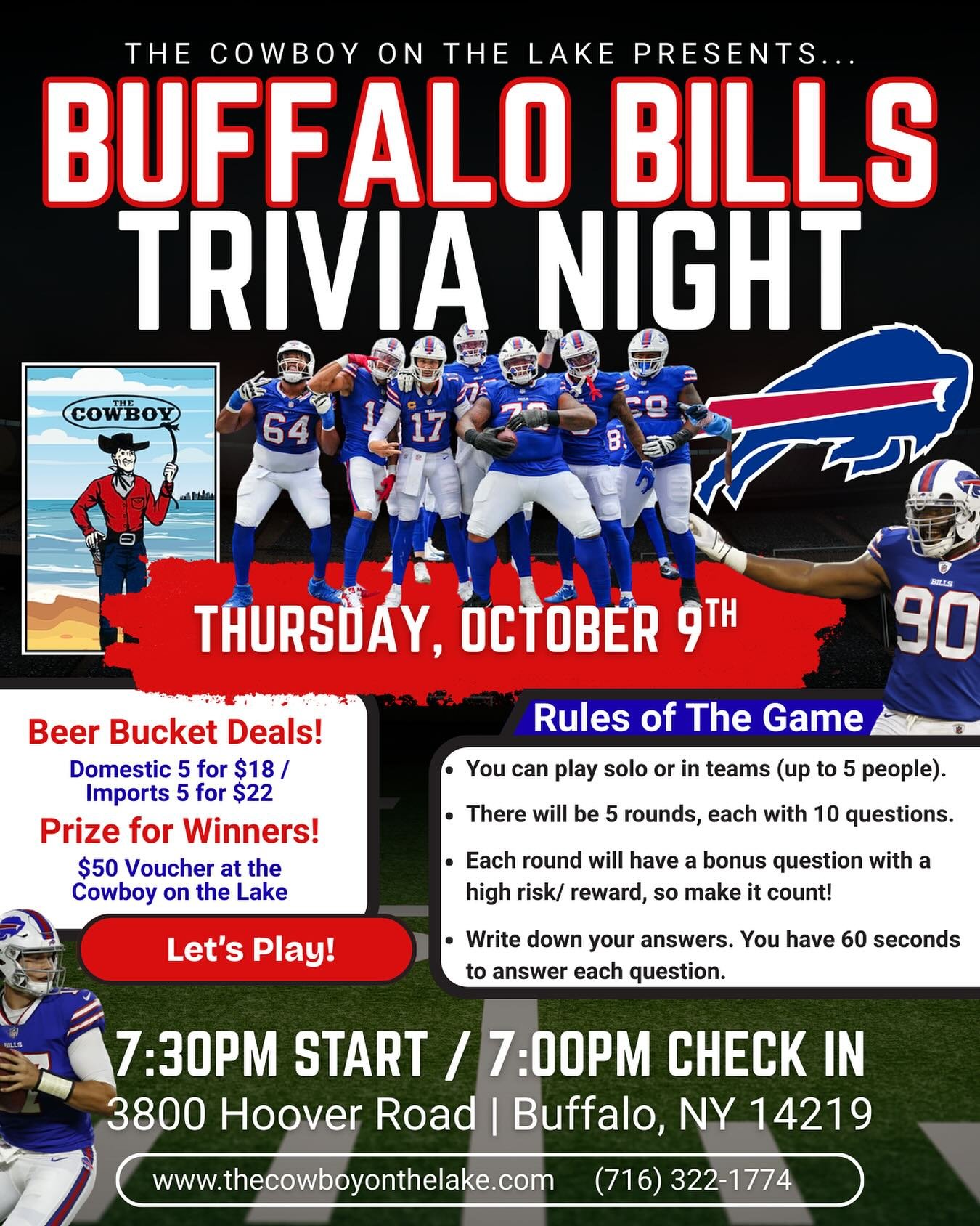 Join us TOMORROW NIGHT (October 9th) in the dining room for&nbsp;Themed Trivia Night&nbsp;starting at 7:30pm (check-in begins at 7pm). Gather your crew&mdash;teams of up to 5 people&mdash;and test your knowledge across&nbsp;5 rounds, 10 questions per