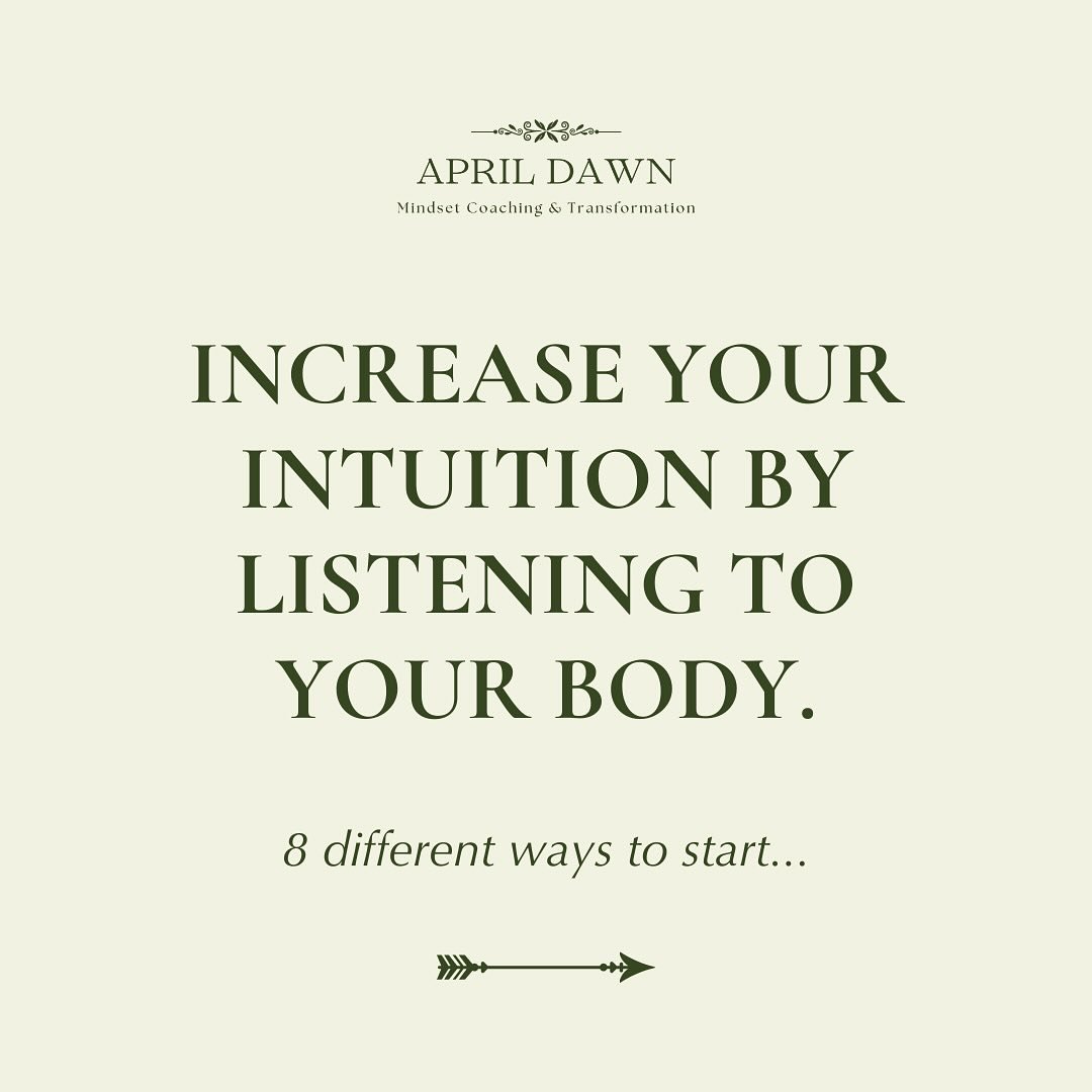 8️⃣ ways you can use your body to ⬆️ intuition! Which one will you try first? 

1. Follow hunger and thirst cues 
2. Recognize physical responses 
3. Use the restroom as soon as you feel it!
4. Notice changes in health patterns 
5. Honor your energy 