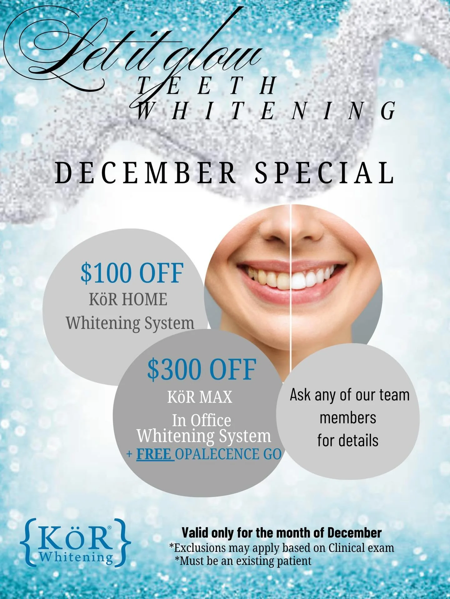 Smile brighter this holiday!!!! Ask about our KOR whitening special today!!! 😁✨ #whitening #smile #brightsmile #trinity