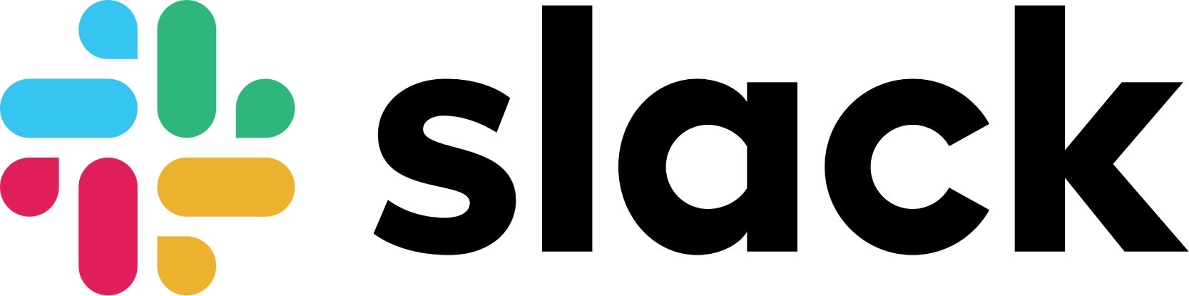 Logo de Slack con bolas de colores azul, verde, amarillo y rosa