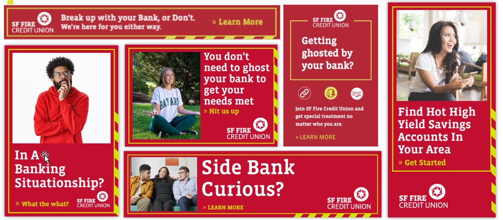 Digital display banner ads with a variety of copy and image options so we can test, learn and optimize.