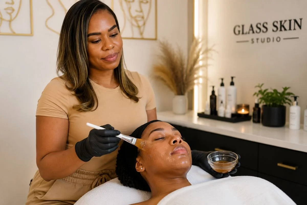 professional chemical peel treatment being applied