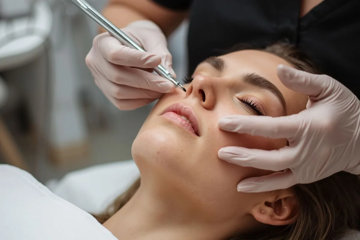 Professional extractions helping clear clogged pores safely