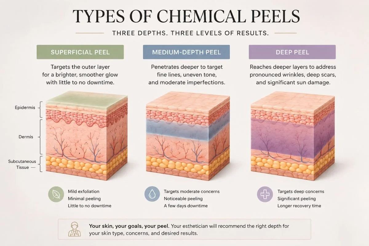types of chemical peels superficial medium and deep