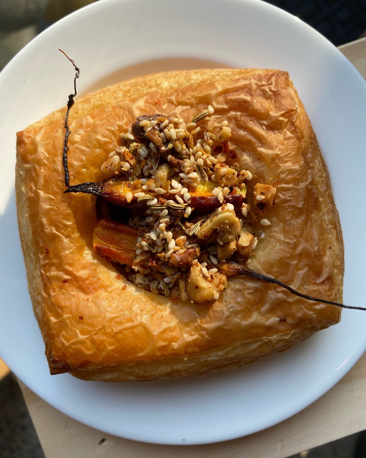 New special today! Roasted carrot danish with @chaseholmfarm farmer&rsquo;s cheese and walnut dukkah. Come get you some at @tenmiletable today.