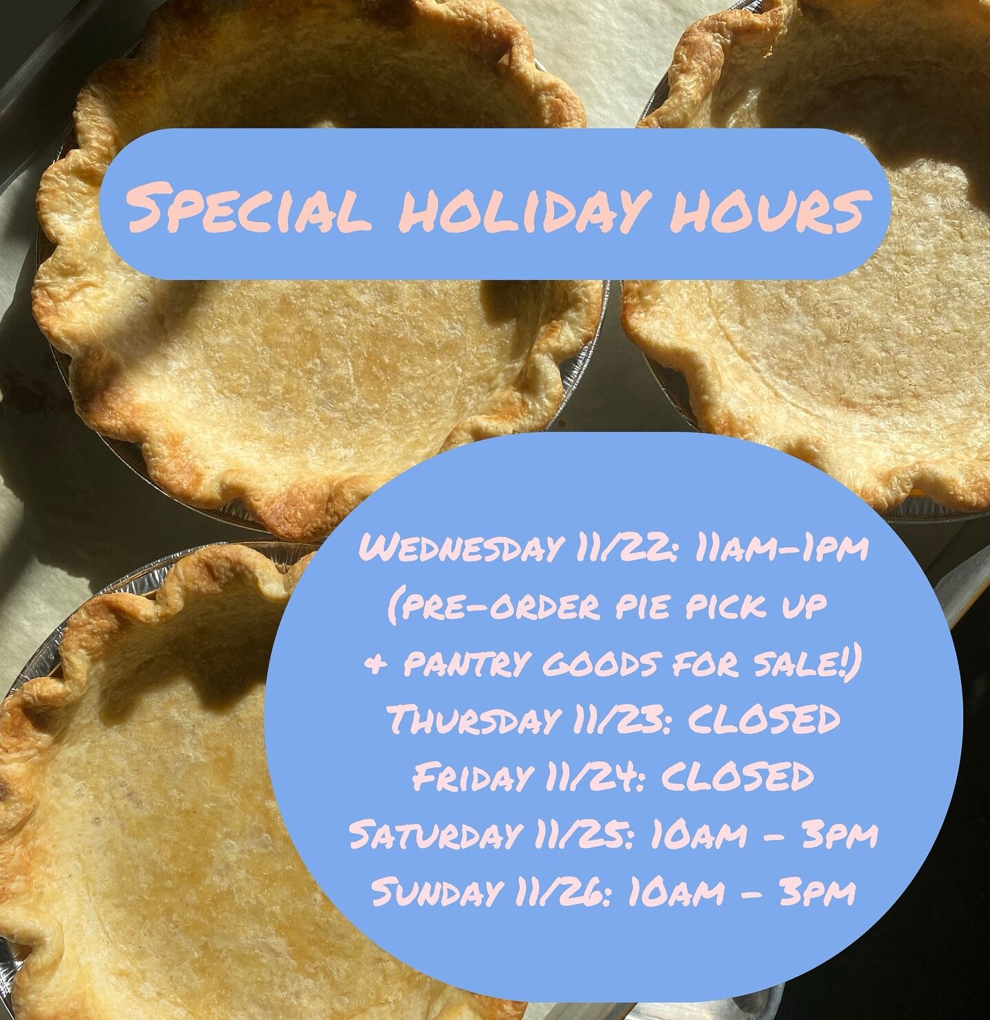 @tenmiletable will be open from 11am-1pm tomorrow for your last minute pantry needs! We will be CLOSED on Friday 11/24 and back at it on Saturday &amp; Sunday.