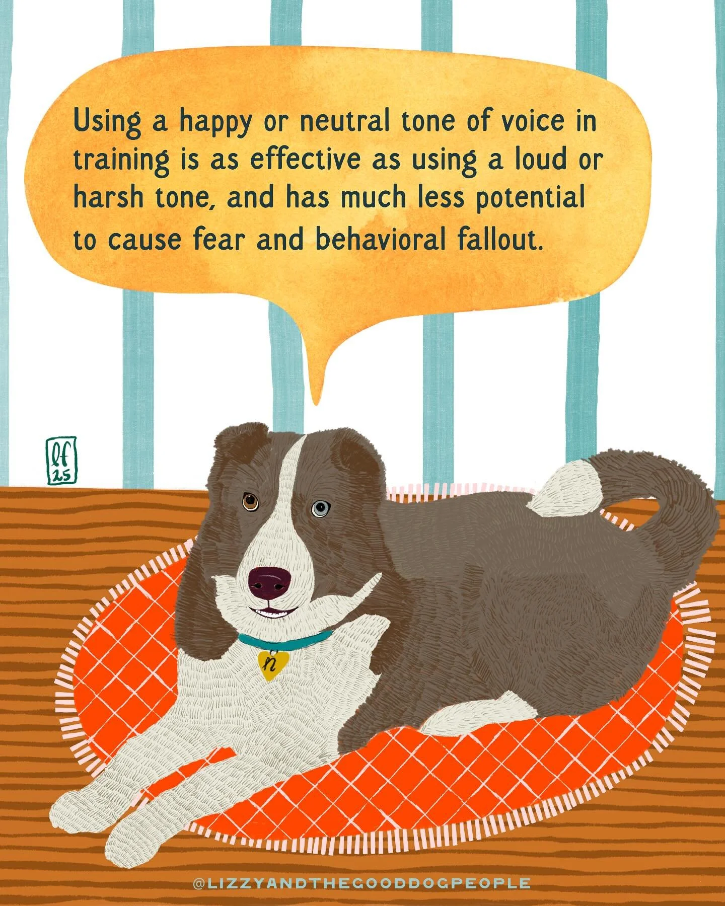 Using a happy or neutral voice in training is as effective as using a loud or harsh tone, and it has much less potential to cause fear or behavioral fallout. ❤️ 

#dogtrainer #dogtraining #behavior #dogtraining #kindness #dogdrawing #illustrator