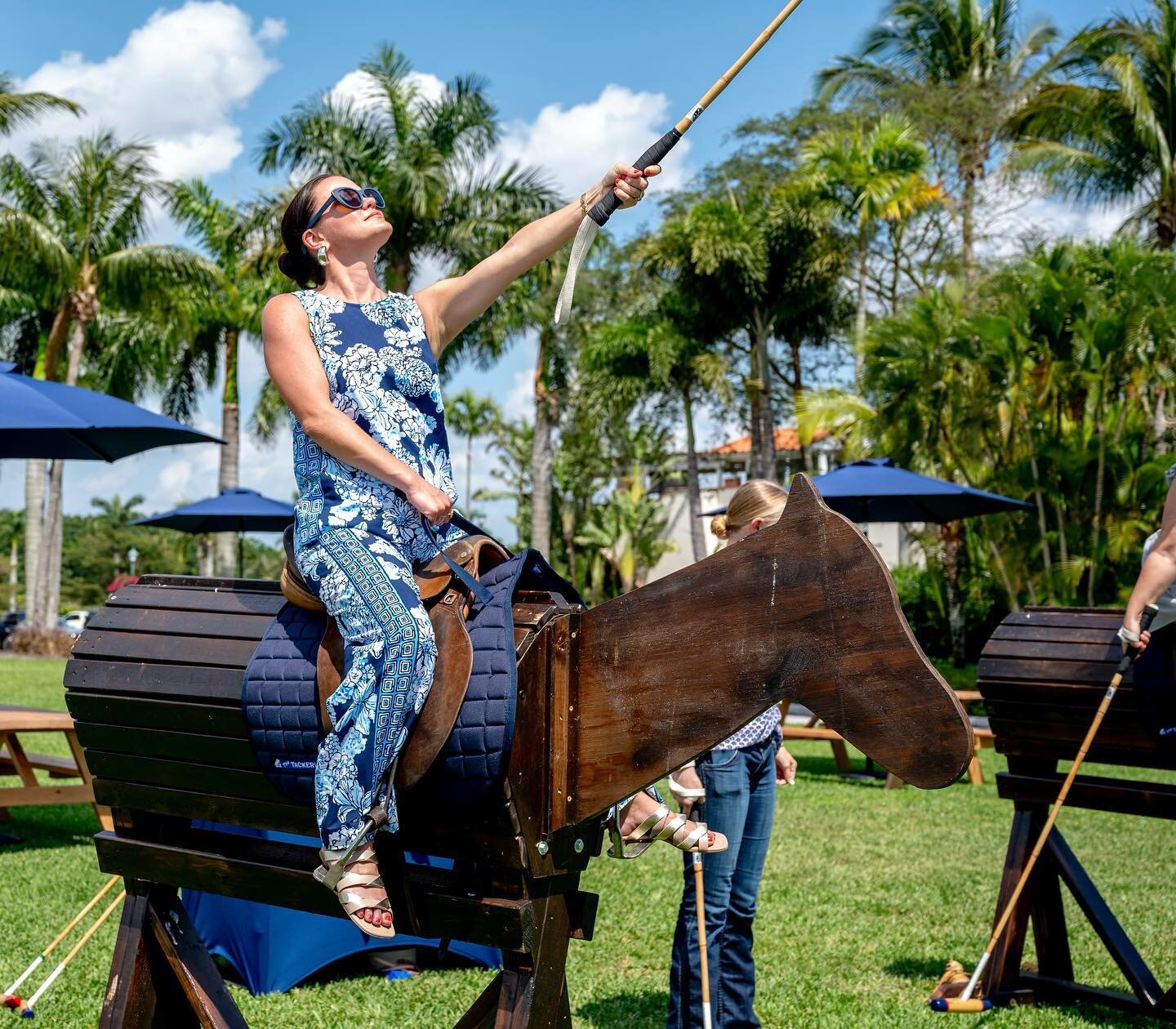 Trying my hand at polo here in Palm Beach! You know I can&rsquo;t just sit back and watch. I have to get involved! And, let me tell you it is very hard and I wasn&rsquo;t even on a real horse. But, I did score ;) We also got to watch a Polo match @us