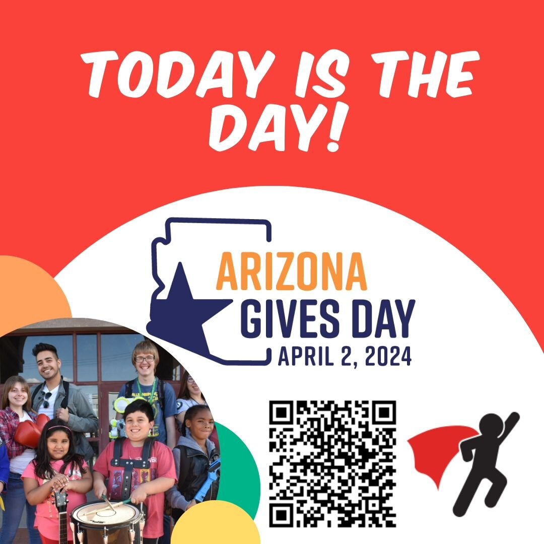 🦸&zwj;♂️🦸&zwj;♀️ Your contribution helps us empower individuals to reach, transform, and elevate their communities. Each dollar makes a difference. 

Arizona Gives Day is a 24-hour online fundraising opportunity for organizations across the state! 