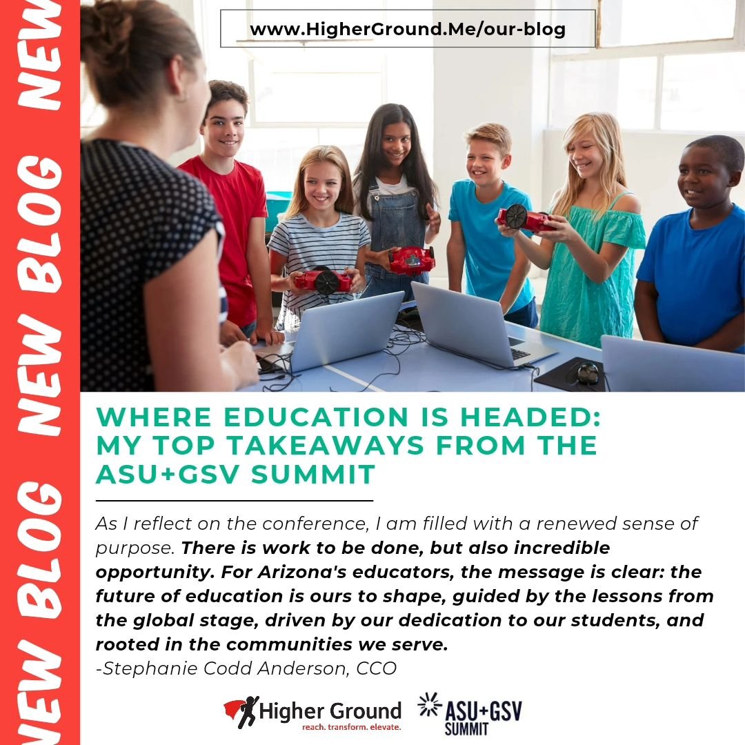 Weary of tech and AI in education? This blog might ease some of your fears! Check out our CCO's reflections after representing Higher Ground and Arizona's Community Schools in San Diego! What do you think about tech and AI in the classroom?
