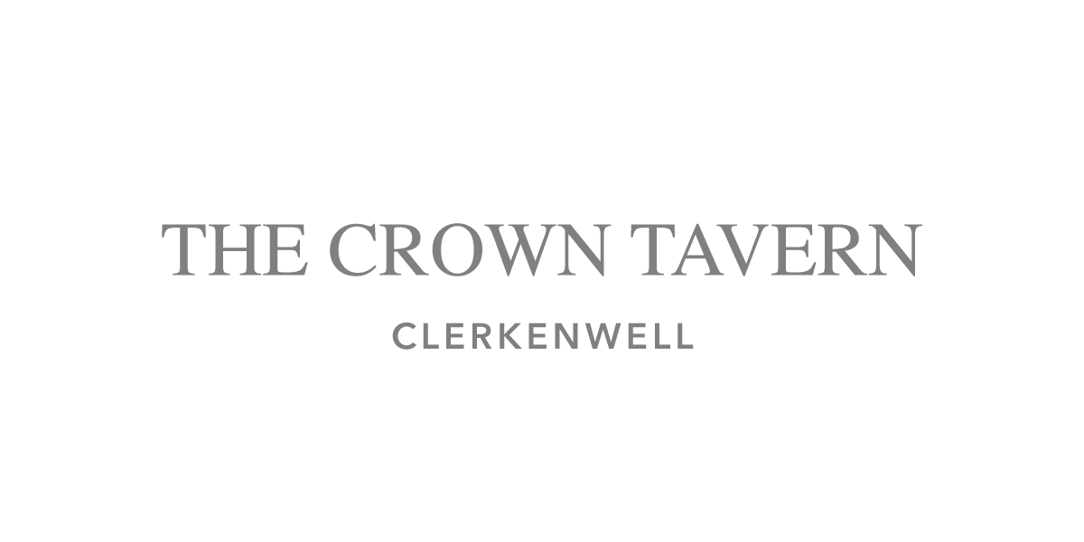 Black background with gray text reading 'The Crown Tavern, Clerkenwell'.