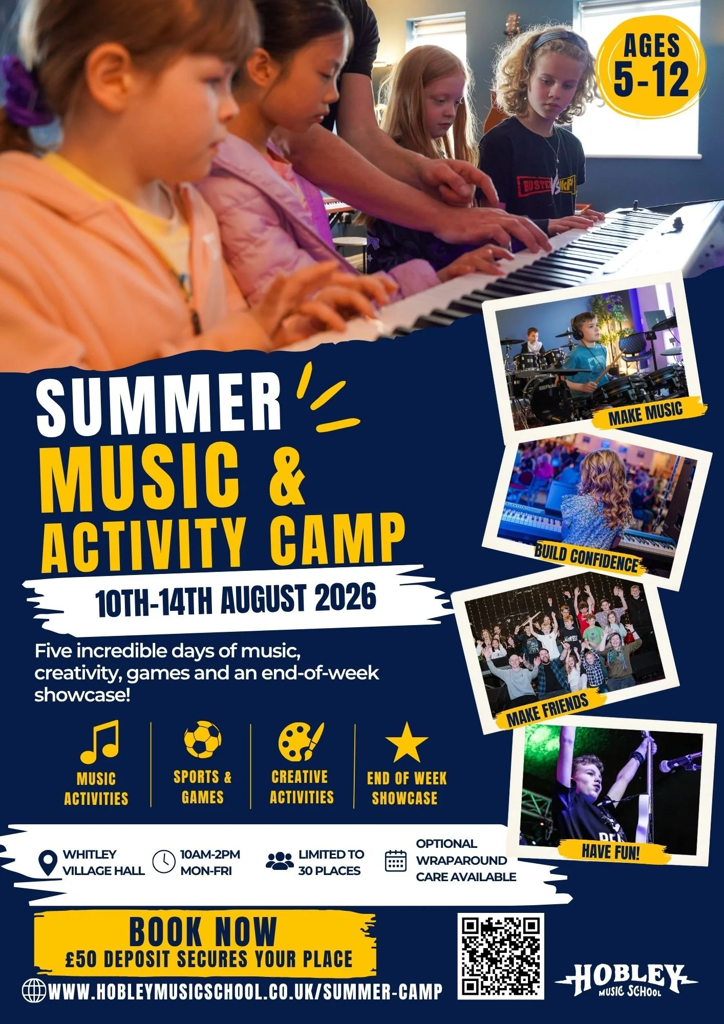 🎵 SUMMER MUSIC &amp; ACTIVITY CAMP 2026 🎵
Bookings are now OPEN!

Join us from 10th&ndash;14th August for five fun-filled days of music, creativity, games, challenges and an end-of-week showcase.

Perfect for children aged 5&ndash;12, whether they'