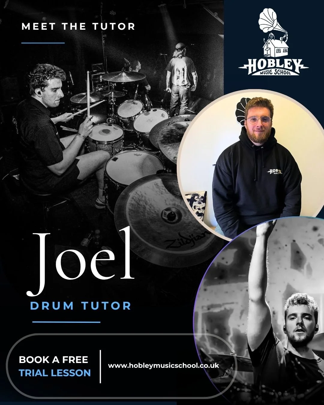 Joel joined the Hobley Music School team in September after many years touring the UK, Europe and beyond with his metal band, Harbinger.

You'll find him teaching at the studio five evenings a week, as well as at Barnton CP School, Weaverham High Sch