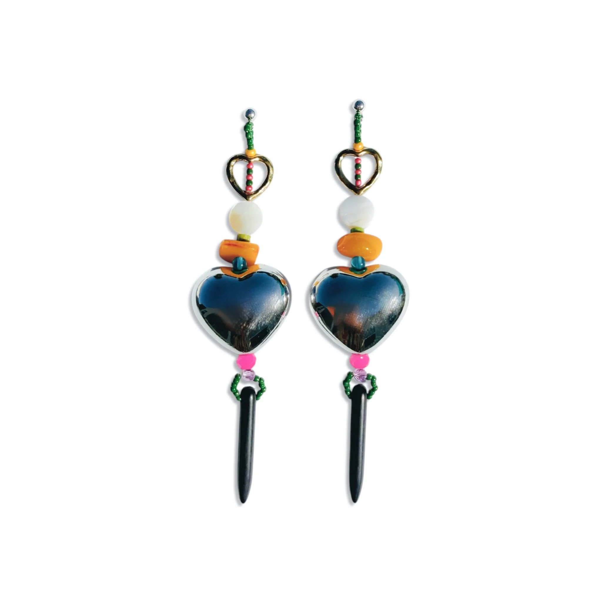 BauHaus Playful Heart Dagger Earrings