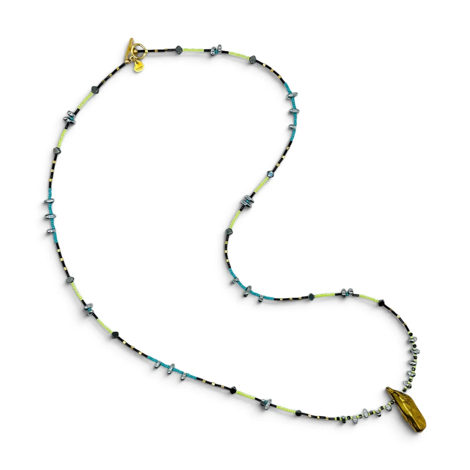 Neon Gold Crystal Metal Necklace