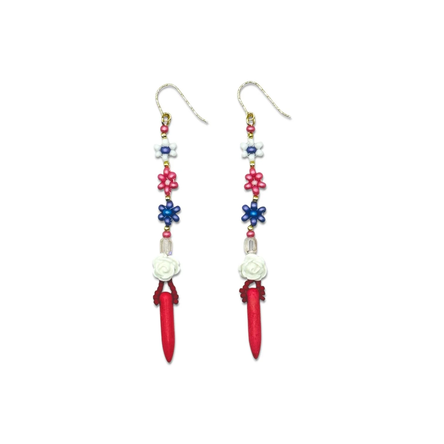 Daisy Flower Pink Dagger Earrings.jpeg