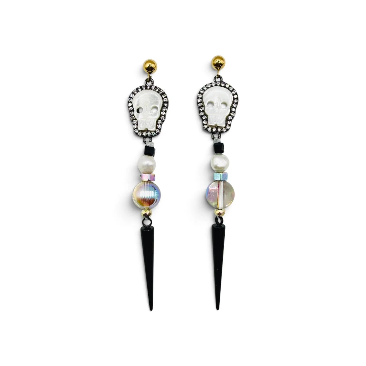 Rhinestone Skul Black Dagger Earrings.jpeg