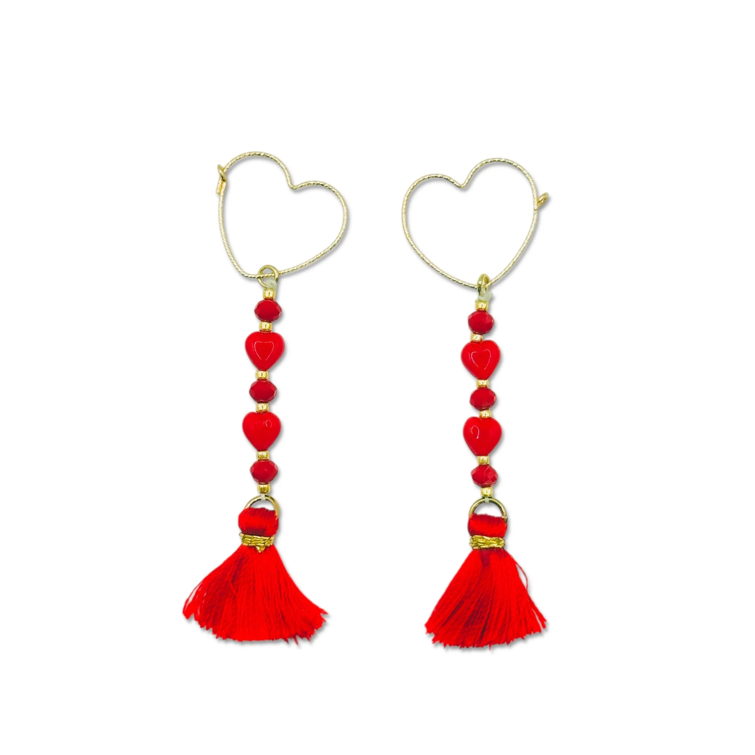 Heart Tier Tassel Hoop Earrings