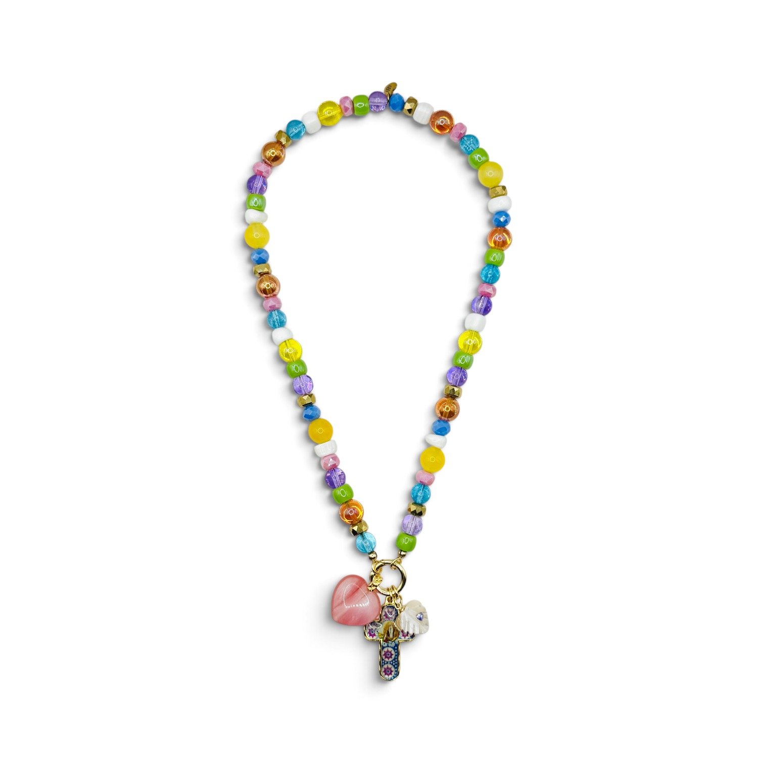 Santa Margarita Heart Cluster Charm Necklace