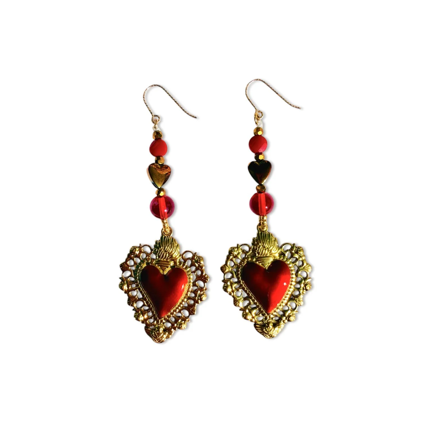 Loteria Corazon Gold Heart Earrings.JPG