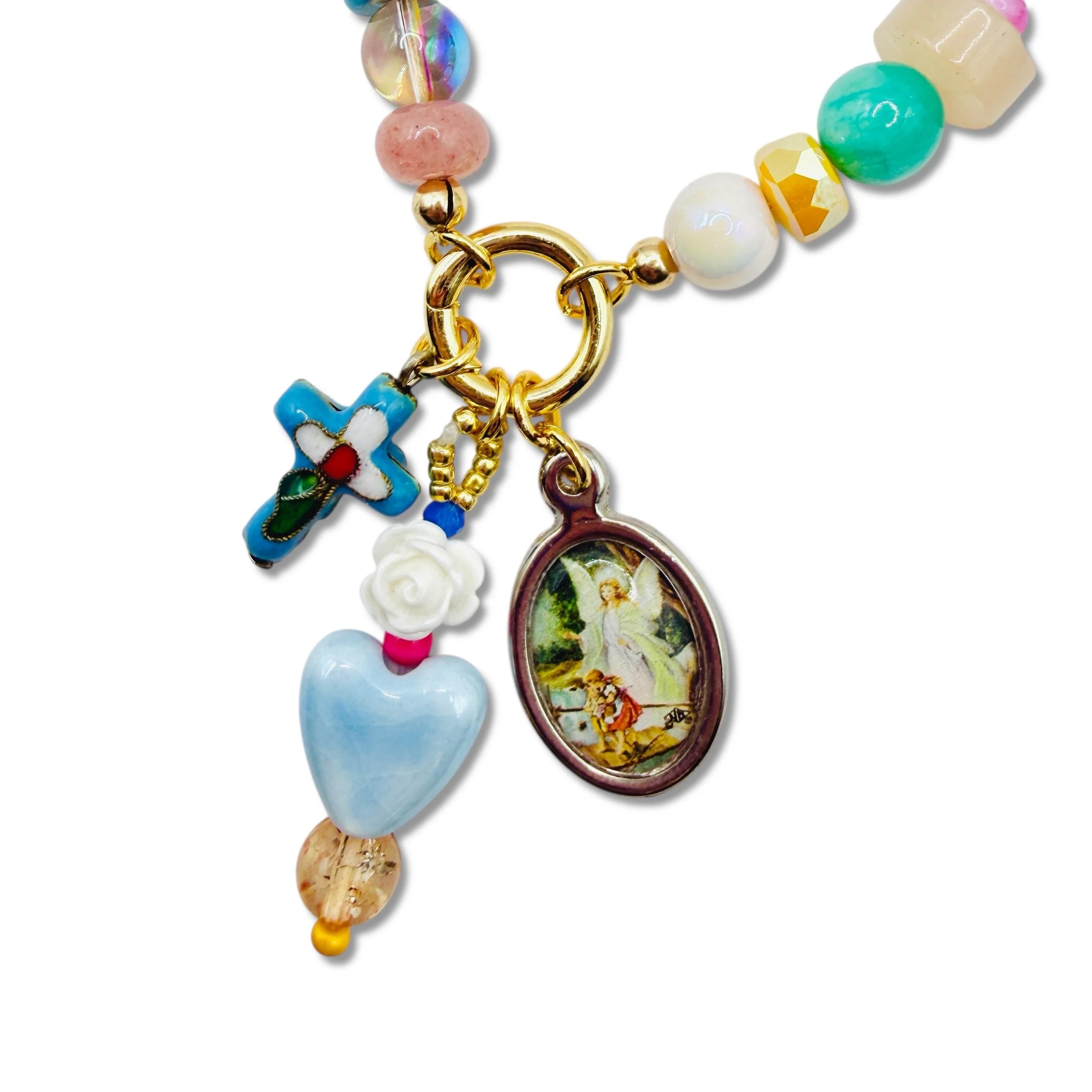 Saint Abi Charm Cluster Turquoise Chunky Necklace_1.jpeg