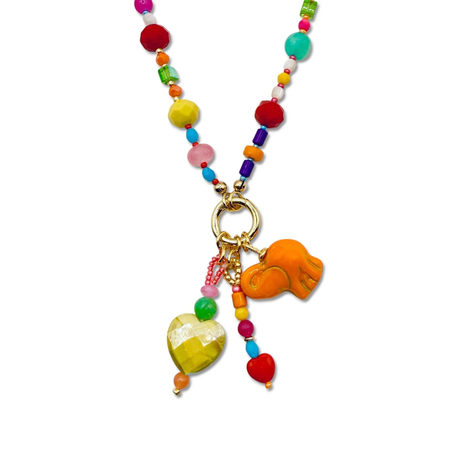 Circo Confetti Elephante Charm Cluster Necklace_Detail.jpeg