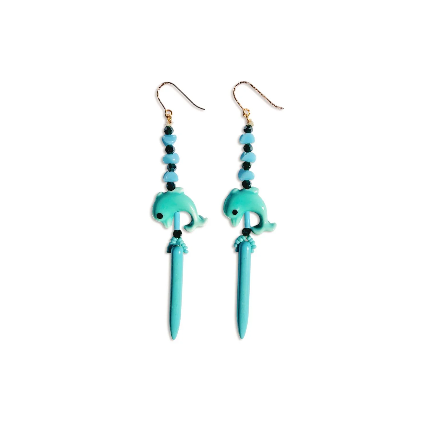 Dolphin Splash Turquoise Dagger Earrings.JPG