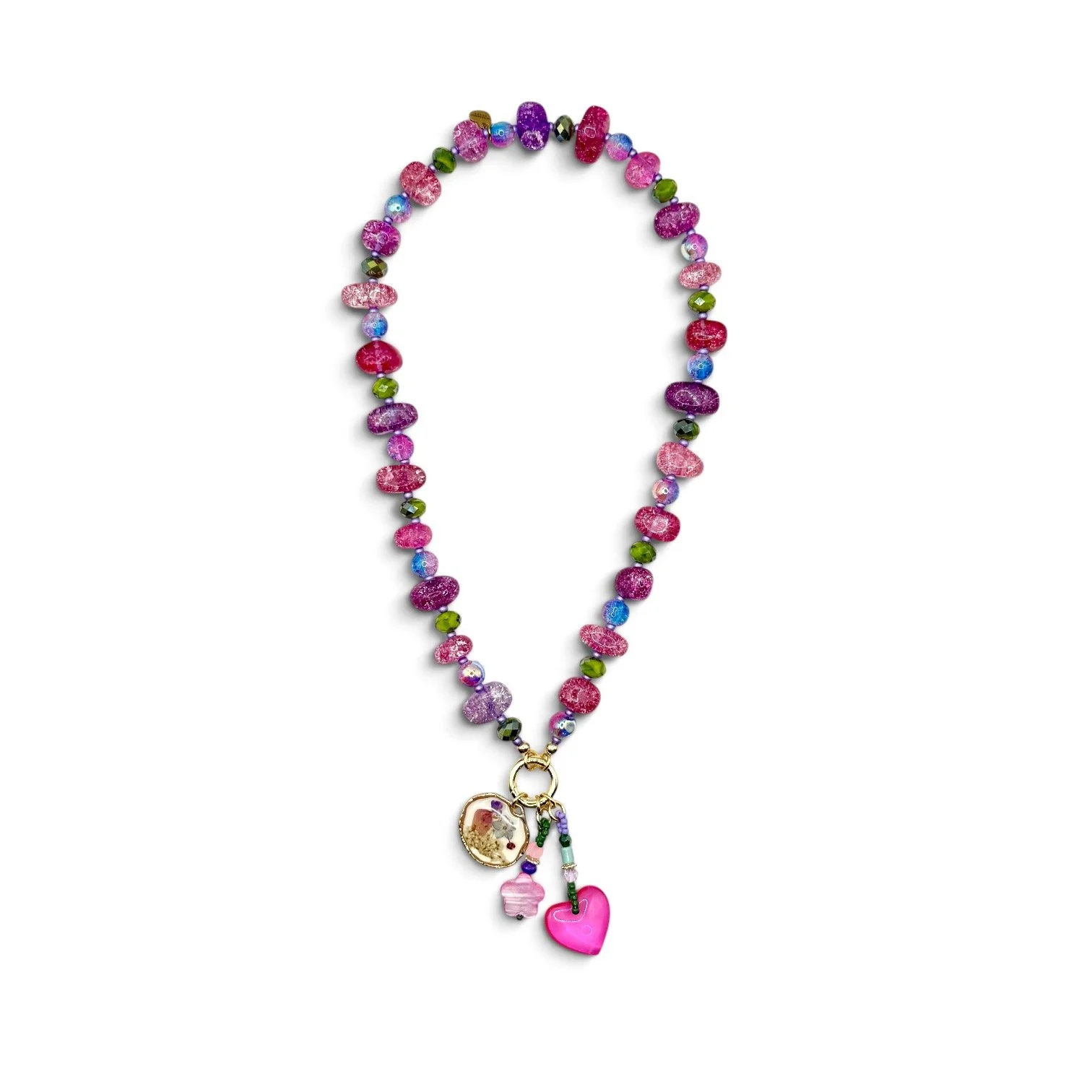 Santa Fuchsia Jardin Cluster Charm Necklace