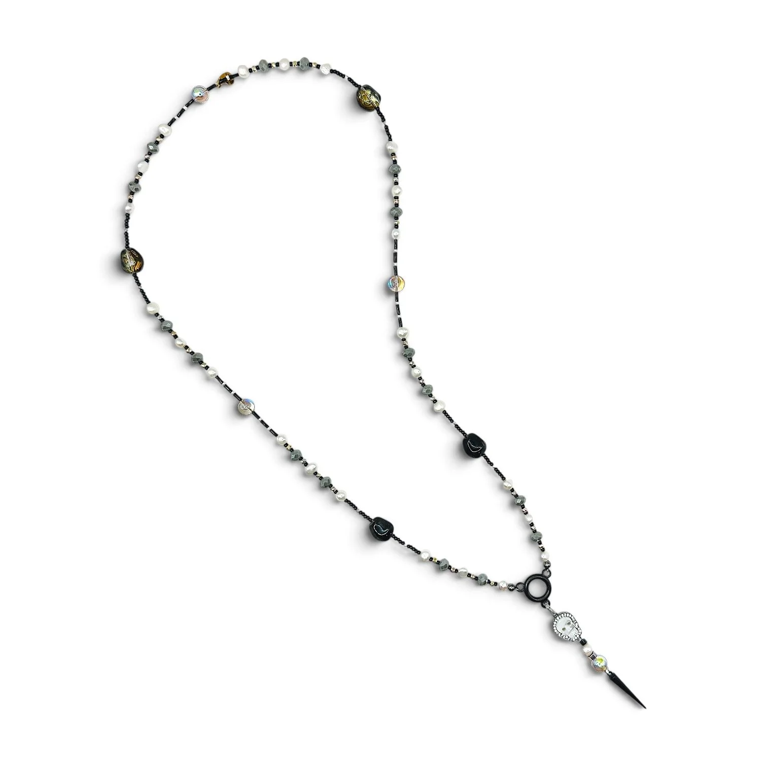 Rhinestone Skull Dagger Rosary