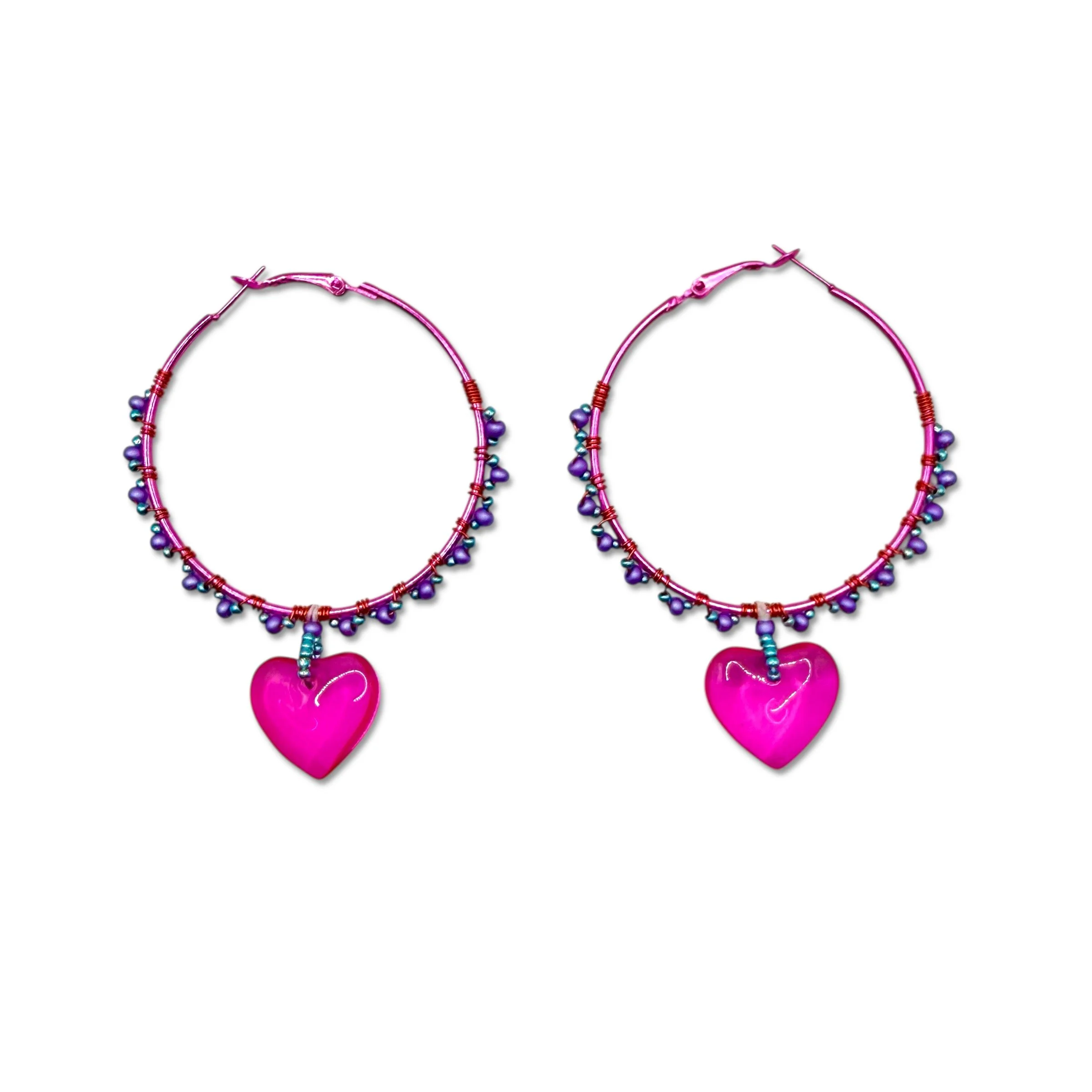 Mermaid Pink Heart Hoop Earrings.jpeg