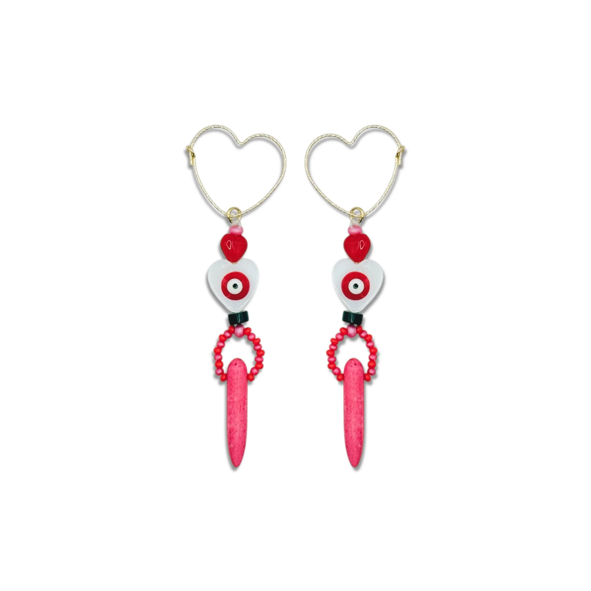 Heart Eye Dagger Hoop Earrings