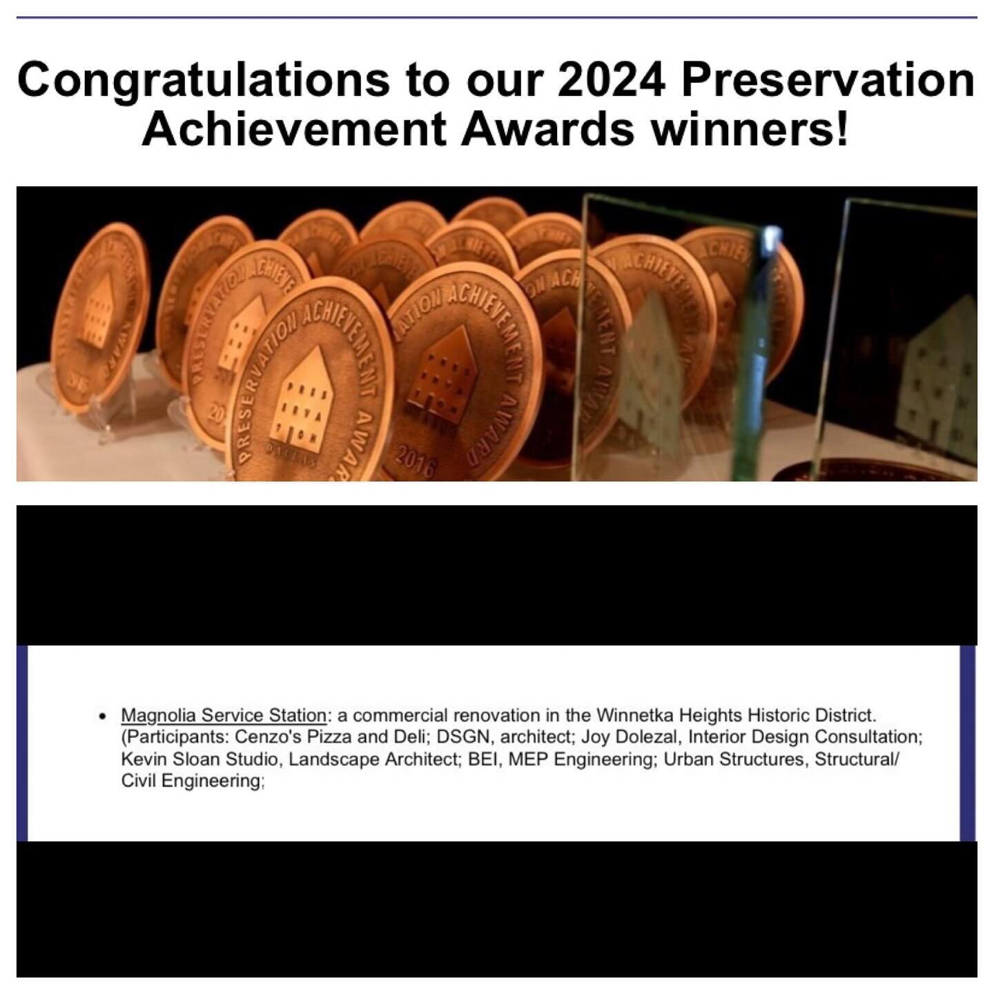 As a pizza &amp; sandwich shop here is something we never thought we would say - We won a @preservedallas Preservation Achievement Award! We are insanely proud of our building and it took a large amount of literal blood, sweat &amp; tears to make it 