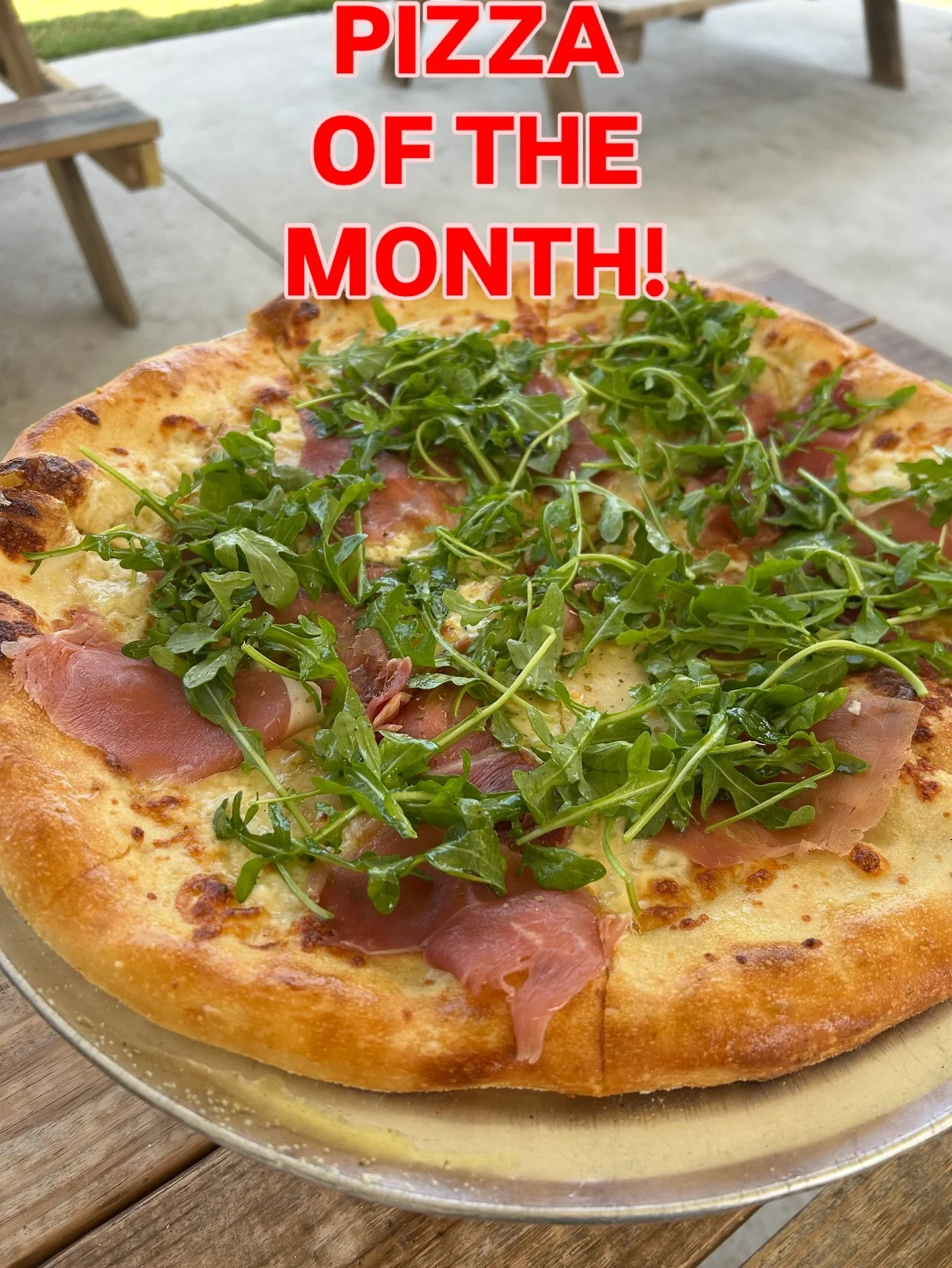 August PIZZA OF THR MONTH!

Prosciutto, gorgonzola, pears &amp; arugula. 

Available all month!

#pizza #oakcliff #dallas #texas