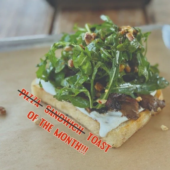 Since it's our birthday month we decided to bring back a version of something we had on the menu when we opened.

Marinated mushrooms, whipped goat cheese, chimichurri, arugula, roasted walnuts.