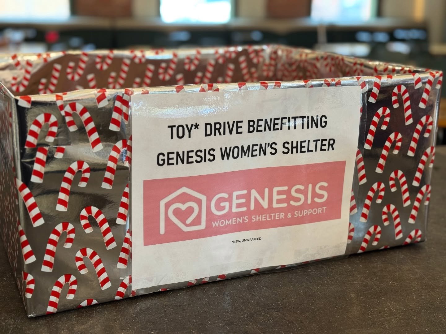 Let&rsquo;s fill this box up!

Through 12/18 we are doing a toy drive for @genesiswomensshelter 

Please swing by and drop off a new, unwrapped toy!