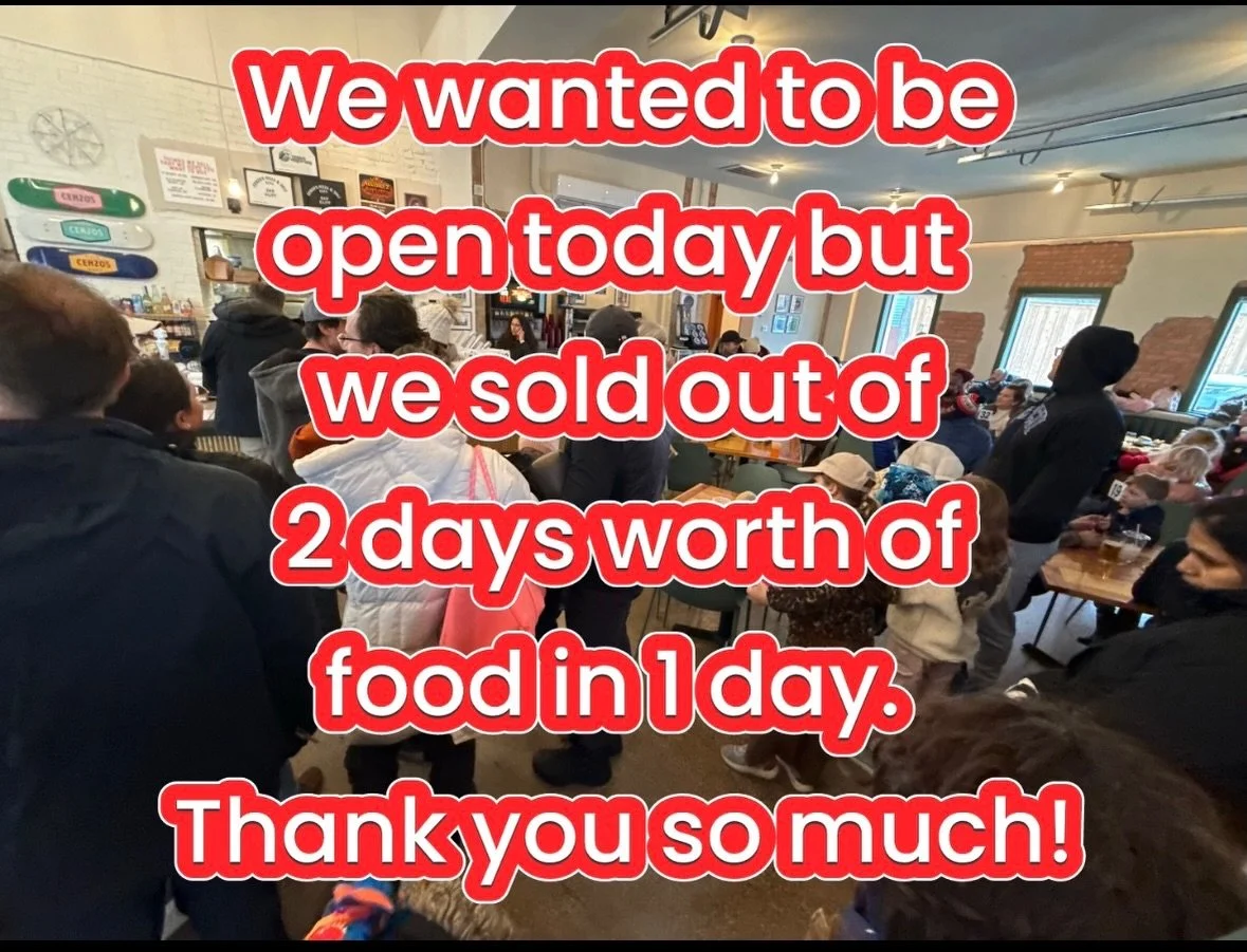 We don&rsquo;t know how to thank you. Yesterday, like many days reminded us of how you all allow us to be a small part of this big giant community we have and love. Thank you. We planned to be open today but we 100% legit sold out of all the food we 