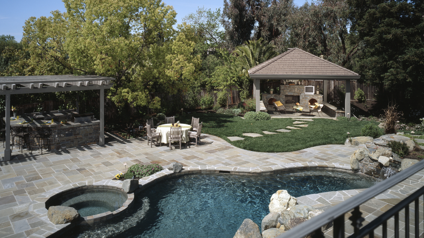 pool landscaping | swimming pool patios | Hackettstown, NJ | Long ...