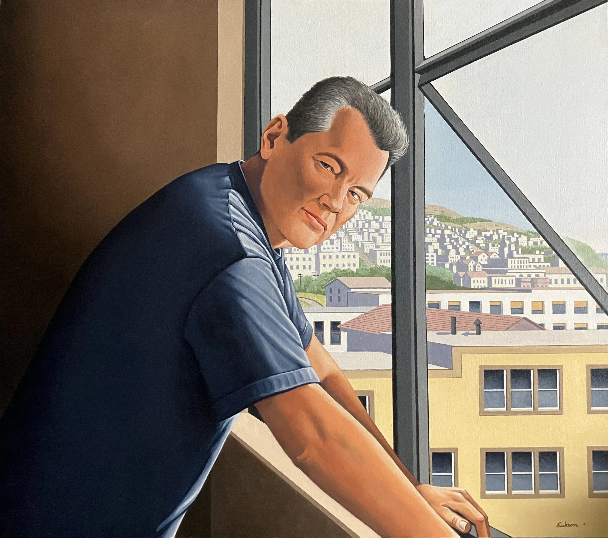 zzzz094 Self Portrait With City View 2025 (Oil on Canvas 34x34).jpg